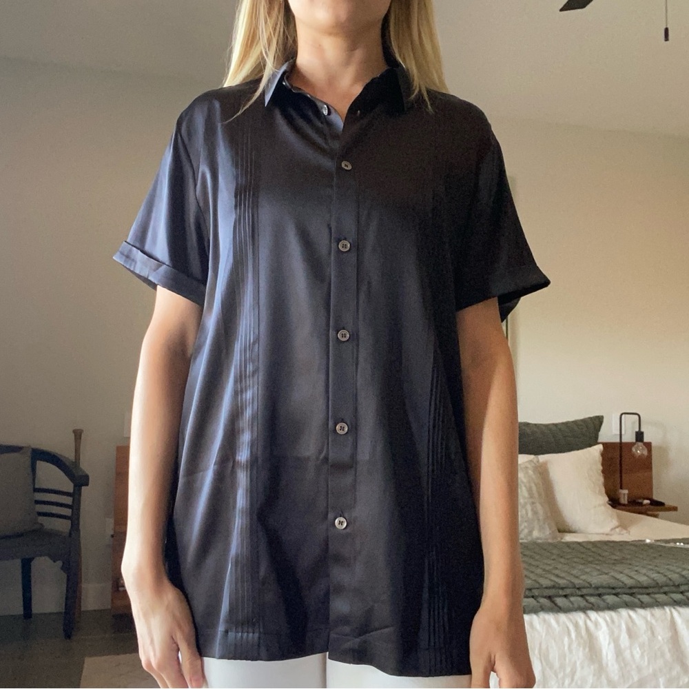 SER.O.YA Whit Silk Button-Down Shirt